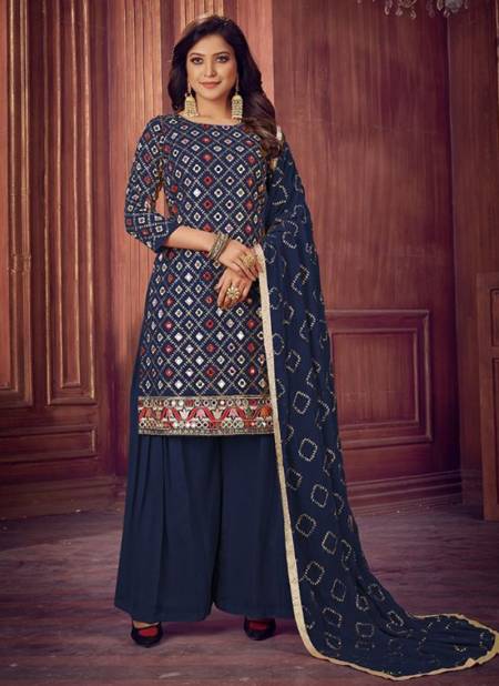 Navy Blue Colour EIRA 8 Fancy Designer Festive Wear Heavy Georgette Salwar Suit Latest Collection 1143